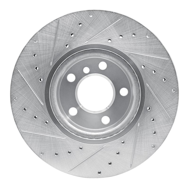 BMW X4 Brake Rotor (1) - Front Right - R1 Concepts - Drilled & Slotted - Silver - `11-`18